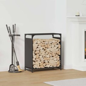 Rastrelliera Per Legna Da Ardere Nera 60x28x65 Cm /