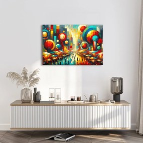 Quadro su tela – Città colorata nei cerchi