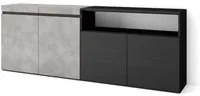 Credenza Mobile Cucina 200x75x35cmcon 4 Porte grande stoccaggio, Stile moderno colore Cemento