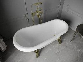 Mexen Retro vasca da bagno freestanding 150 x 73 cm, bianca, gambe dorate - 53251507300-50