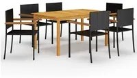 Set Mobili da Pranzo per Giardino 7 pz Nero 3067809