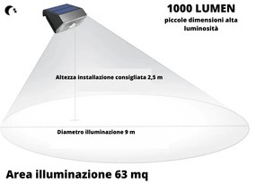 Lampada con Pannello Solare da esterno 1000 Lumen MARS