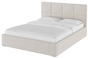 Letto matrimoniale imbottito beige con contenitore con griglia 180x200 cm Bufo - MESONICA