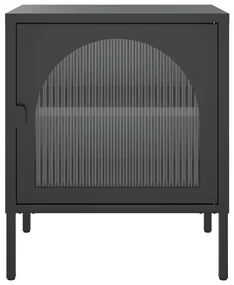 Comodini 2 pz neri 50x35x60 cm in vetro e acciaio