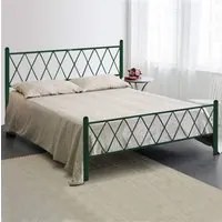 Letto in Ferro Battuto Moderno matrimoniale PIRAMIDE cm 160x190 Artigianale colore Verde