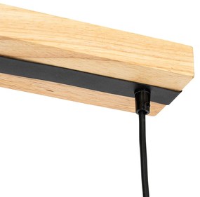 Lampada a sospensione moderna nera con legno 5 luci - Jeana