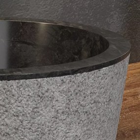 Lavabo bagno design rotondo in marmo nero 40cm |  Litos-TN40 - KAMALU