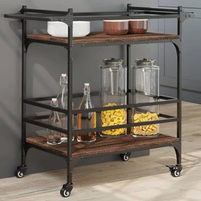 Carrello Cucina Rovere Marrone 82x40x78,5 Cm Legno Multistrato /
