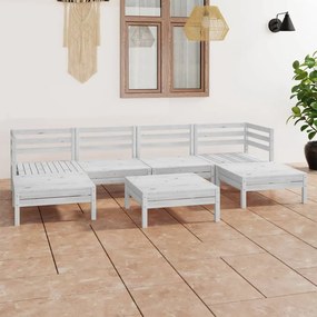 Set salotto da giardino 7 pz in legno massello di pino bianco