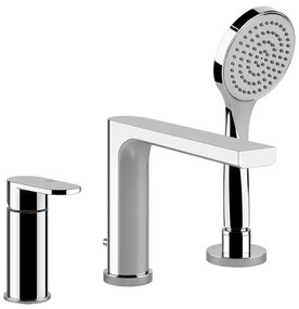 Gruppo Bordo Vasca Tre Fori Con Deviatore Flessibile 150 cm E Doccetta Anticalcare Cromo 44337 Via Bagutta Gessi