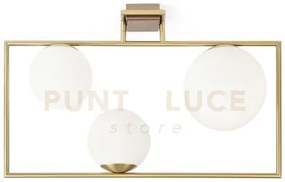 Buble lampadario da soffitto 3 sfere opalino struttura oro spazzola...