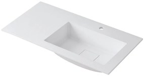 Lavabo a incasso rettangolare vasca a destra L 90.5 x H 15 x P 46 cm in resina bianco opaco