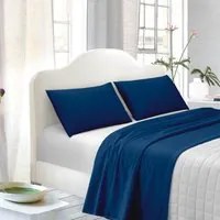 TESS-HOME COLLECTION Parure letto singolo 100% cotone raso blu royal