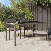 Tavolo Giardino 150x90x75cm Vetro Temperato e Polyrattan Grigio cod mxl 35625