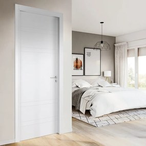 Porta interna a battente Strip in legno colore bianco, L 80 x H 210 cm, apertura reversibile
