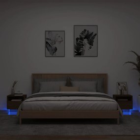Comodini Con Luci Led 2pz Rovere Marrone 40x39x37 Cm /