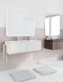 Mobile sottolavabo e lavabo Neo rovere naturale/bianco L 120 x H 32 x P 48 cm 2 vasche 2 cassetti