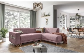 Divano angolare rosa allungabile e con contenitore (penisola a destra/a L) Classy Sophie – Miuform