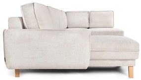 Divano angolare beige allungabile (con penisola a destra/a forma di "U") con rivestimento in velluto a coste Tori – Bonami Selection