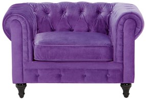 Set di divano e poltrona vintage in tessuto viola CHESTERFIELD Beliani