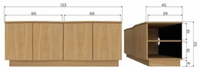 Mobile TV di colore naturale in rovere massiccio 133x52x45 cm Zuma – WOOOD