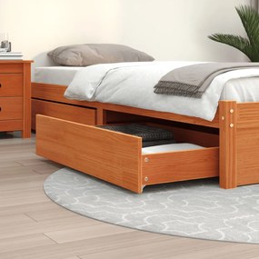 Cassetti Per Letto 4pz Marrone Cera İn Legno Massello Di Pino /