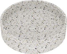 Lavabo da appoggio Terrazzo IDRO BRIC tondo in pietra beige piletta inclusa