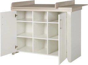 Cassettiera bassa per bambini bianca in olmo con fasciatoio 120x98 cm Felicia - Roba