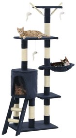 Albero Per Gatti Con Tiragraffi İn Sisal 138 Cm Blu Scuro /