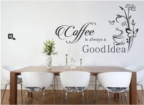 Adesivo da parete per la cucina con testo Il caffè è sempre una buona idea 100 x 200 cm