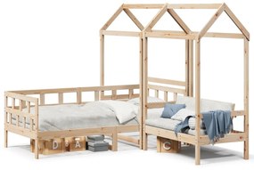 Set Dormeuse Con Tetto 90x200cm Legno Massello Di Pino /