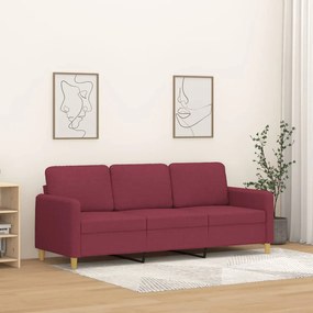 Divano A 3 Posti Rosso Vino 180 Cm İn Tessuto /