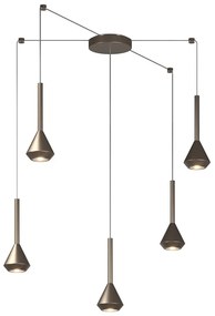 Lampadario Moderno Aygo Metallo Bronzo 5 Luci Gu10