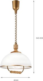 Lampadario regolabile RAMONA 1xE27/60W/230V marrone/bianco/rovere