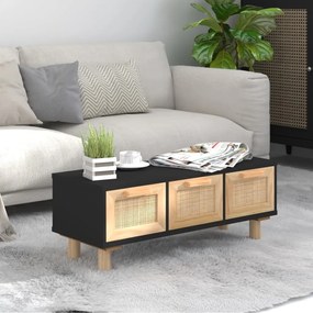 Tavolino Nero 80x40x30 Cm Legno Multistrato E Massello Di Pino /