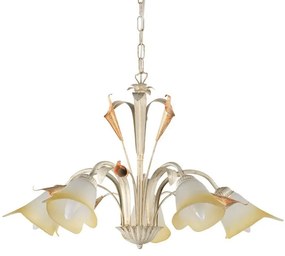 Lampadario Neoclassico Lampadario Neoclassico Lucrezia 5x E14 bianco paralume bianco 5x E14