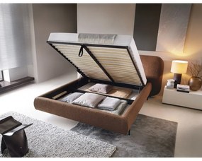 Letto matrimoniale imbottito color terracotta con contenitore e rete inclusi 180x200 cm Pointt – ELTAP