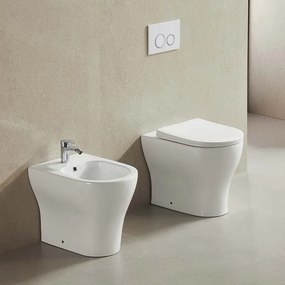 Kamalu - WC filomuro in ceramica rimless con copriwc softclose | GIULY