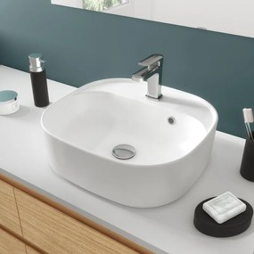 Lavabo da appoggio SENSEA rettangolare piletta non inclusa in ceramica L 42.9 x H 16 x P 39.7 cm bianco lucido piletta non inclusa