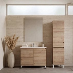Mobile bagno con lavabo Revital L100 x H86 x P46 cm, due ante, rovere