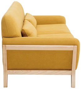 Divano scandinavo effetto velluto giallo senape 3 posti YOKO