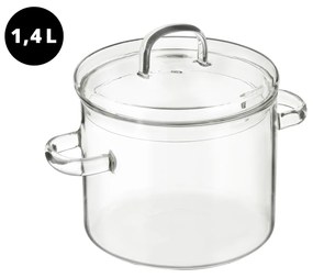 Pentola in vetro borosilicato 1,4 L con coperchio