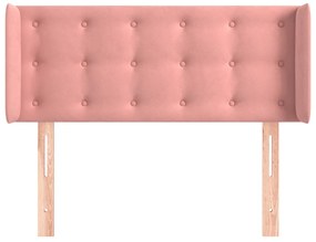 Testiera ad orecchio rosa 103x16x78/88 cm in velluto