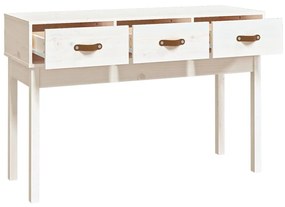 Tavolo consolle bianco 114x40x75 cm in legno massello di pino
