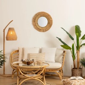 Atmosphera - Specchio da parete ALBA diametro 57 cm bastone di rafia
