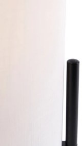 Lampada da tavolo design nera paralume lino bianco - RICH