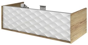 Mobile da bagno sospeso sotto lavabo L 105 x H 32 x P 48 cm bianco e noce laccato lucido, 1 cassetto SENSEA Neo Frame