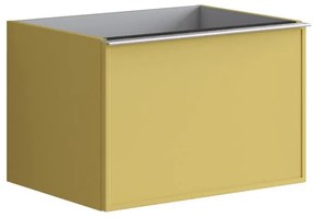 Mobile da bagno sotto lavabo Pixel frame frontale giallo sole e maniglia alluminio brillante laccato L 60 x H 40 x P 45.5 cm 2 cassetti, lavabo non incluso