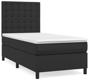 Giroletto a molle con materasso nero 90x190 cm in similpelle