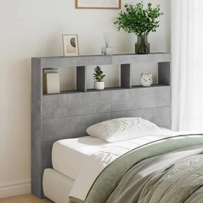 Testiera Con Contenitore A Led Grigio Cemento 120x17x102 Cm /